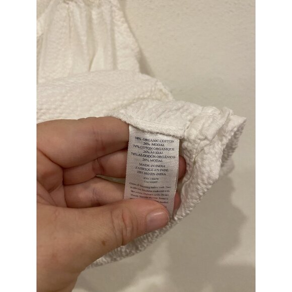 Faherty Tank Top Womens Small White Textured Button Front Organic Cotton Modal - Picture 5 of 7